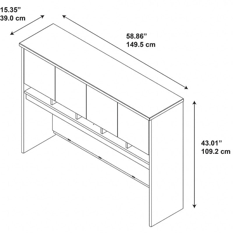 60-Inch Desk Hutch with 4-Door Storage and Wire Management