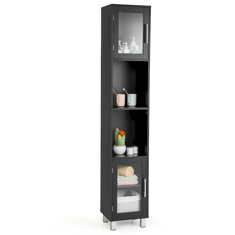 Vrijstaande Badkamer Opbergkast met Open Planken, 71 Inch Hoog
