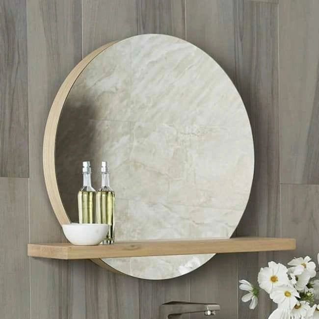 34-Inch Wood Bathroom Wall Shelf with Installation Hardware
