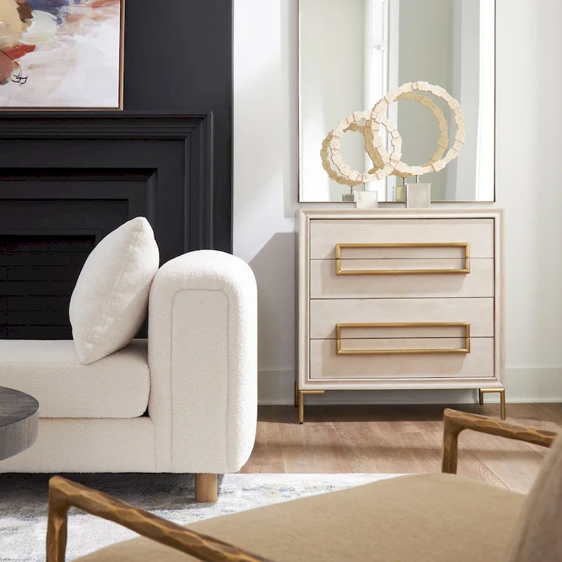 Houten Accentkast met 4 Lades - 35 - Beige en Goud