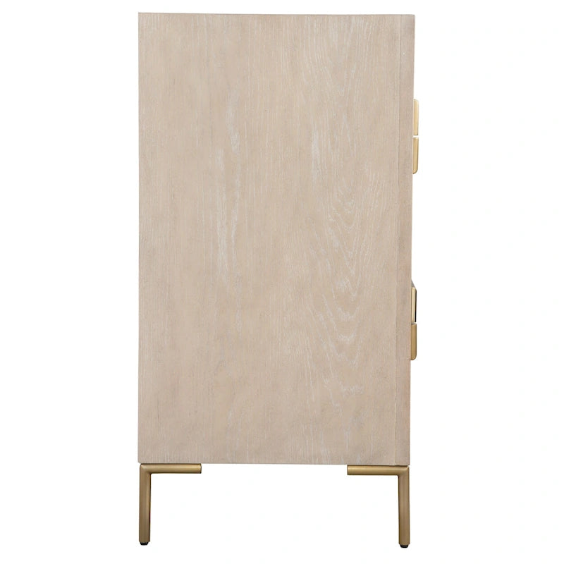 Houten Accentkast met 4 Lades - 35 - Beige en Goud