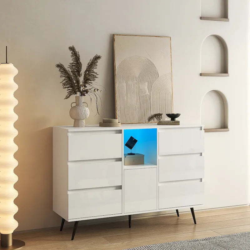 Dressoir Buffelkast met LED-lichtstrip voor woonkamer - 51B x 15,75D x 38,4H