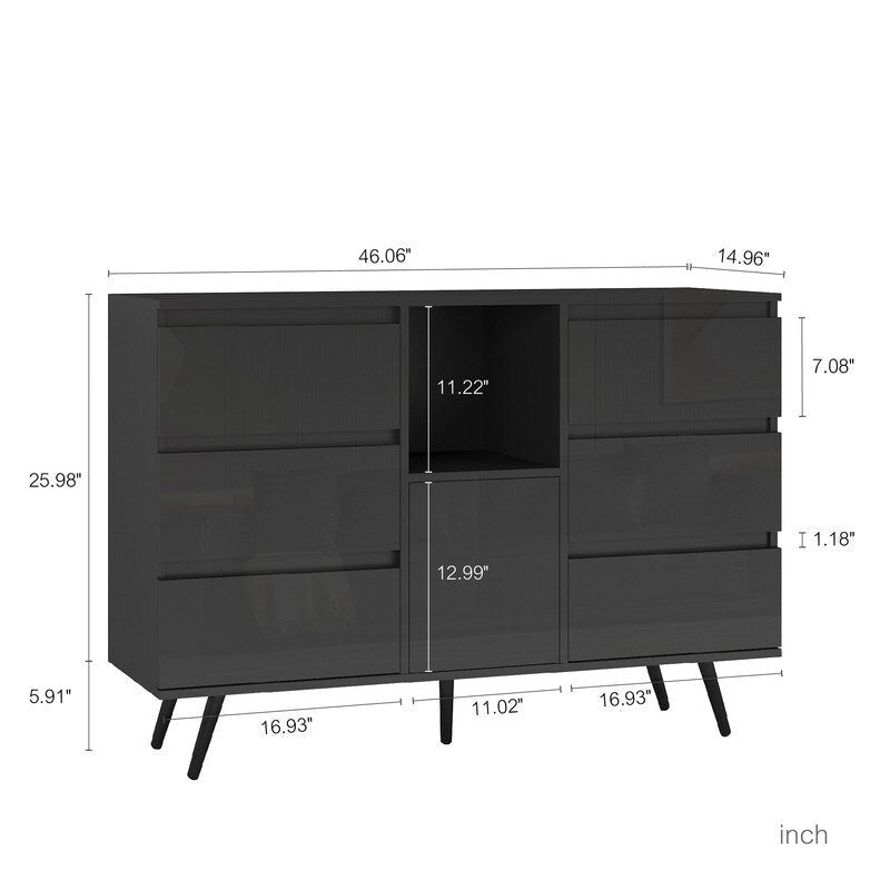 Dressoir Buffelkast met LED-lichtstrip voor woonkamer - 51B x 15,75D x 38,4H