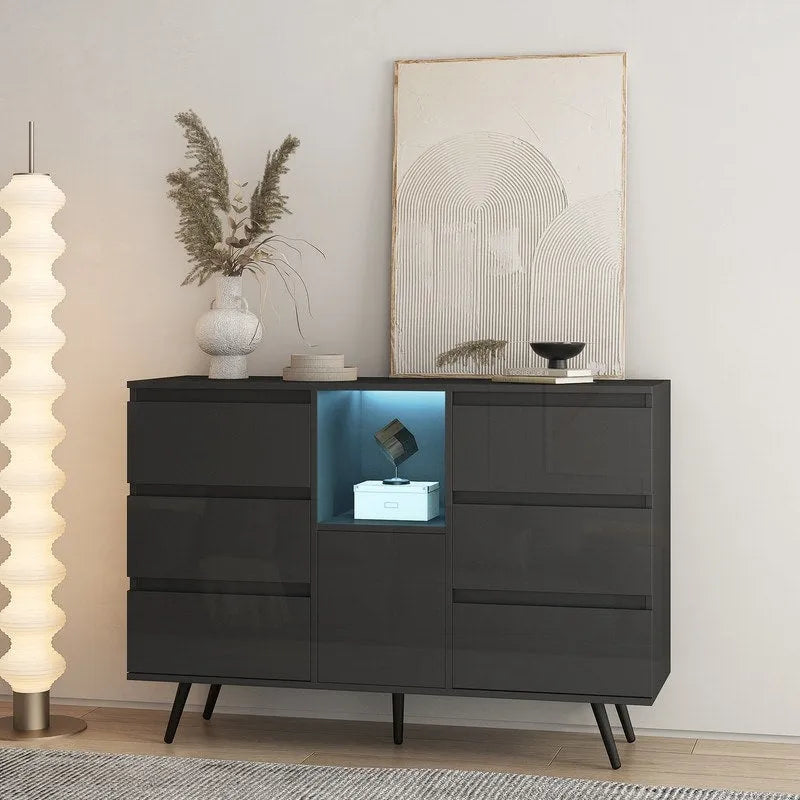 Dressoir Buffelkast met LED-lichtstrip voor woonkamer - 51B x 15,75D x 38,4H