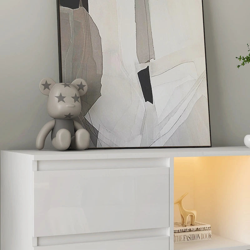 Dressoir Buffelkast met LED-lichtstrip voor woonkamer - 51B x 15,75D x 38,4H