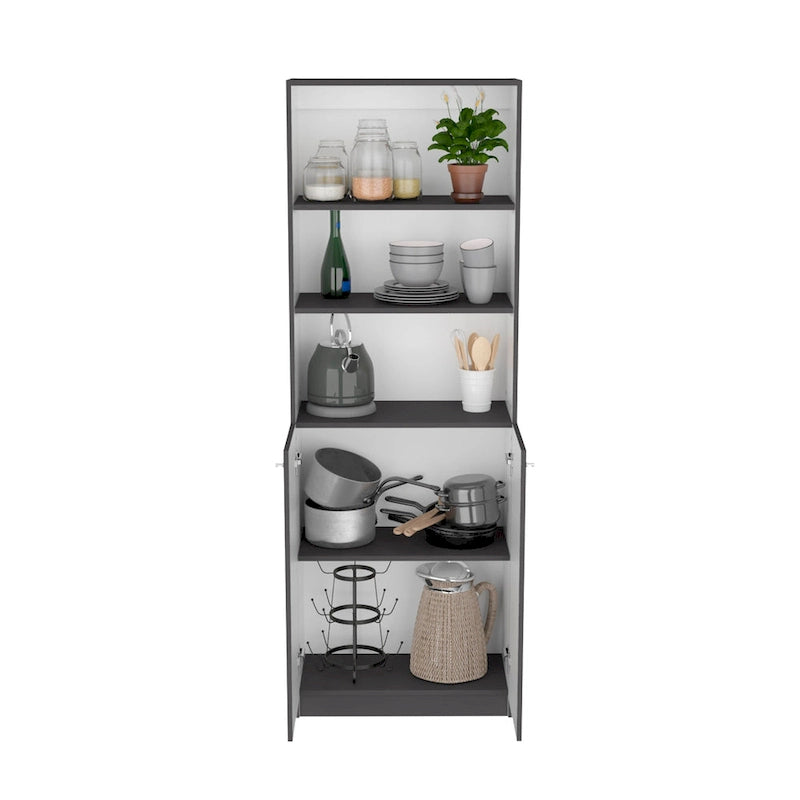60-Inch 3-Piece Bookcase Set with Cabinet - 13 Shelves, Matt Gray and White