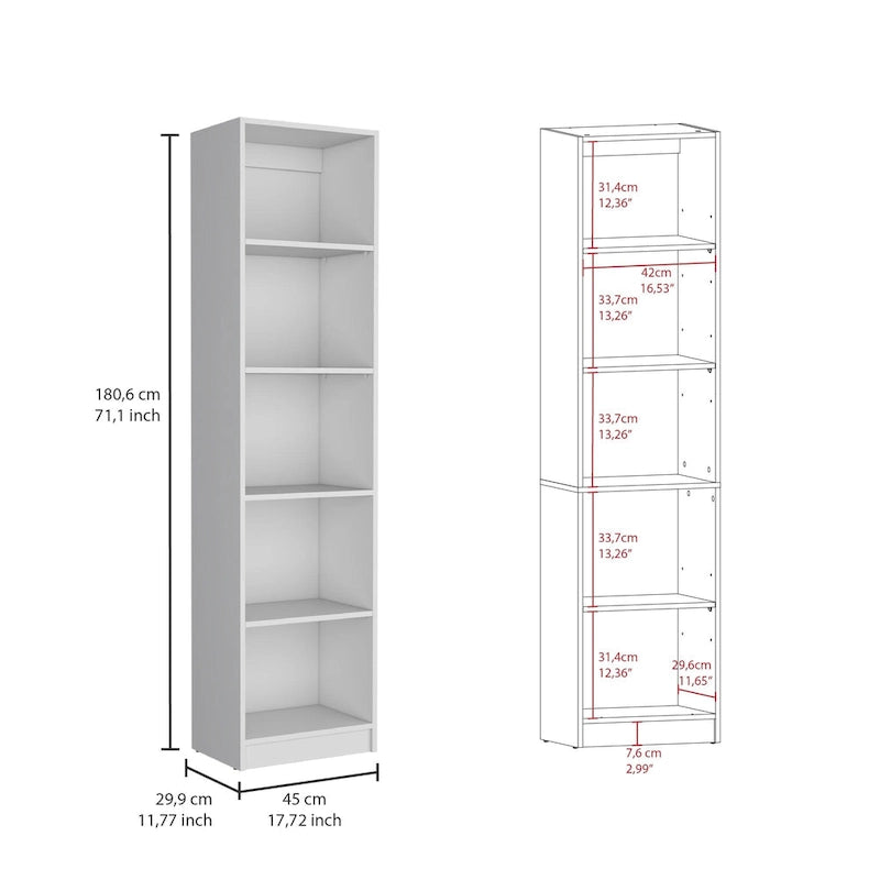 60-inch 3-delige Boekenkastenset met Kastje - 13 Planken, Mat Grijs en Wit