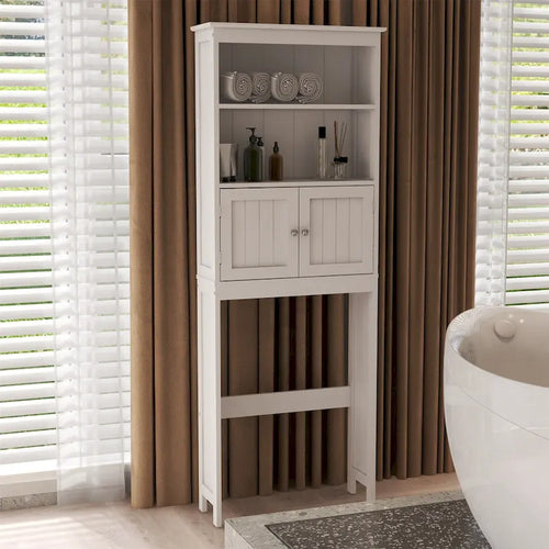 White Wood 2 -Tier Toilet Bathroom Spacesaver Storage Shelf