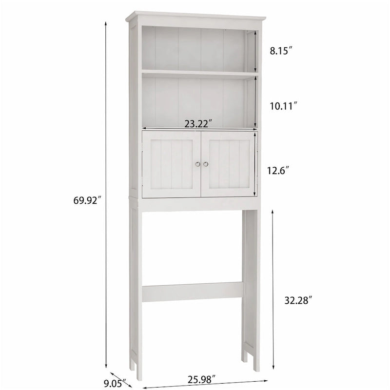 2-laags badkamerkast boven toilet met 2 deuren – Wit MDF