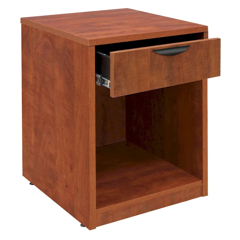 Printer Stand with Fixed Storage Shelf and Drawer - Cherry Finish, 21W x 21D x 29H