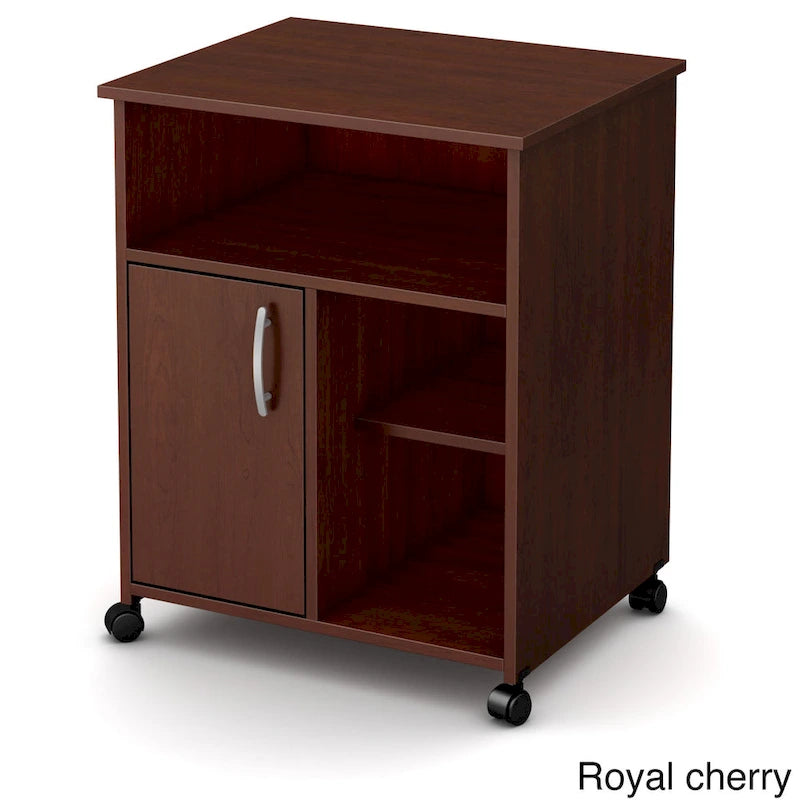 Rolling Printer Stand with Cabinet, Open Shelves, and Adjustable Shelf - 23.5W x 19.5D x 29.5H