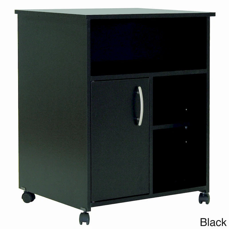 Rolling Printer Stand with Cabinet, Open Shelves, and Adjustable Shelf - 23.5W x 19.5D x 29.5H