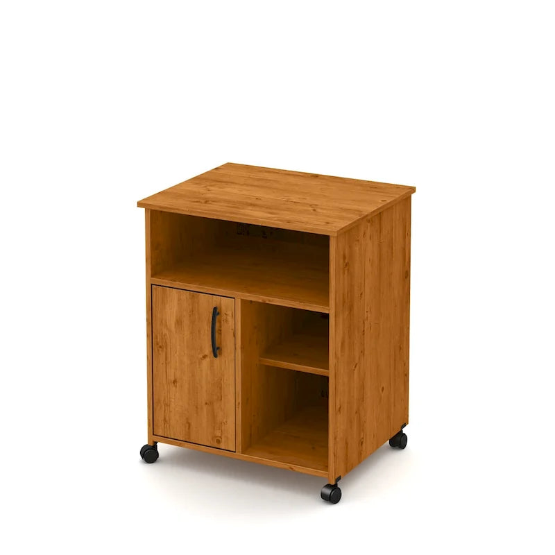 Verrijdbare Printerstandaard met Kast, Open Planken en Verstelbare Plank - 23.5B x 19.5D x 29.5H