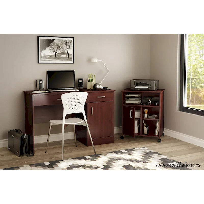 Verrijdbare Printerstandaard met Kast, Open Planken en Verstelbare Plank - 23.5B x 19.5D x 29.5H