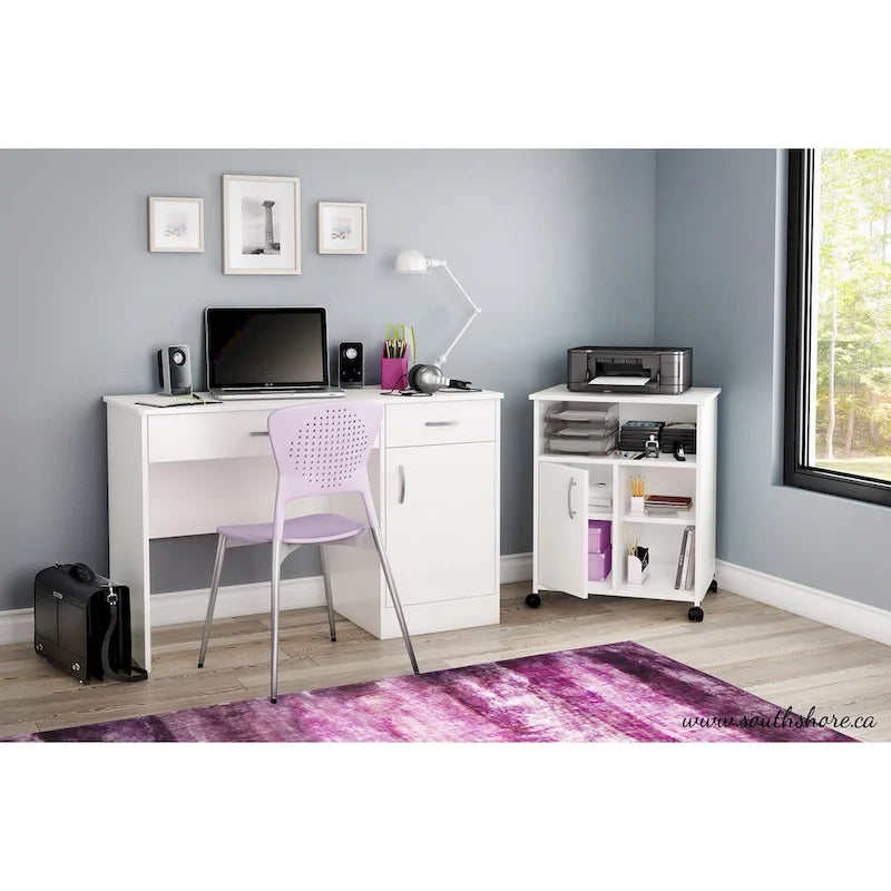 Verrijdbare Printerstandaard met Kast, Open Planken en Verstelbare Plank - 23.5B x 19.5D x 29.5H