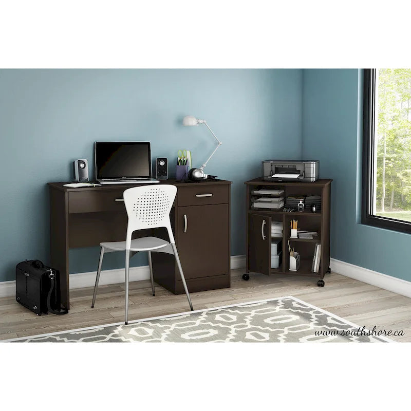 Verrijdbare Printerstandaard met Kast, Open Planken en Verstelbare Plank - 23.5B x 19.5D x 29.5H