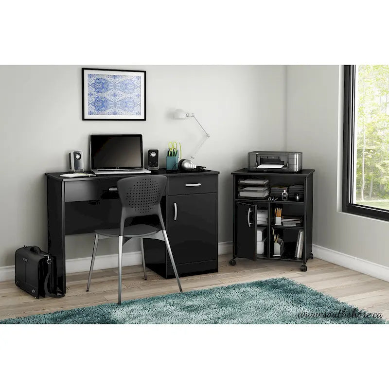 Verrijdbare Printerstandaard met Kast, Open Planken en Verstelbare Plank - 23.5B x 19.5D x 29.5H