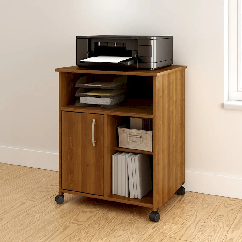 Verrijdbare Printerstandaard met Kast, Open Planken en Verstelbare Plank - 23.5B x 19.5D x 29.5H