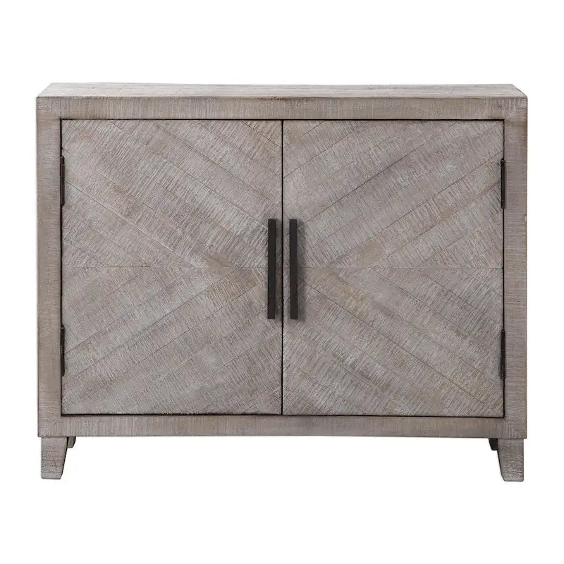 Farmhouse Accent Cabinet with White Washed Finish and Adjustable Shelf - 40W x 11D x 31.75H