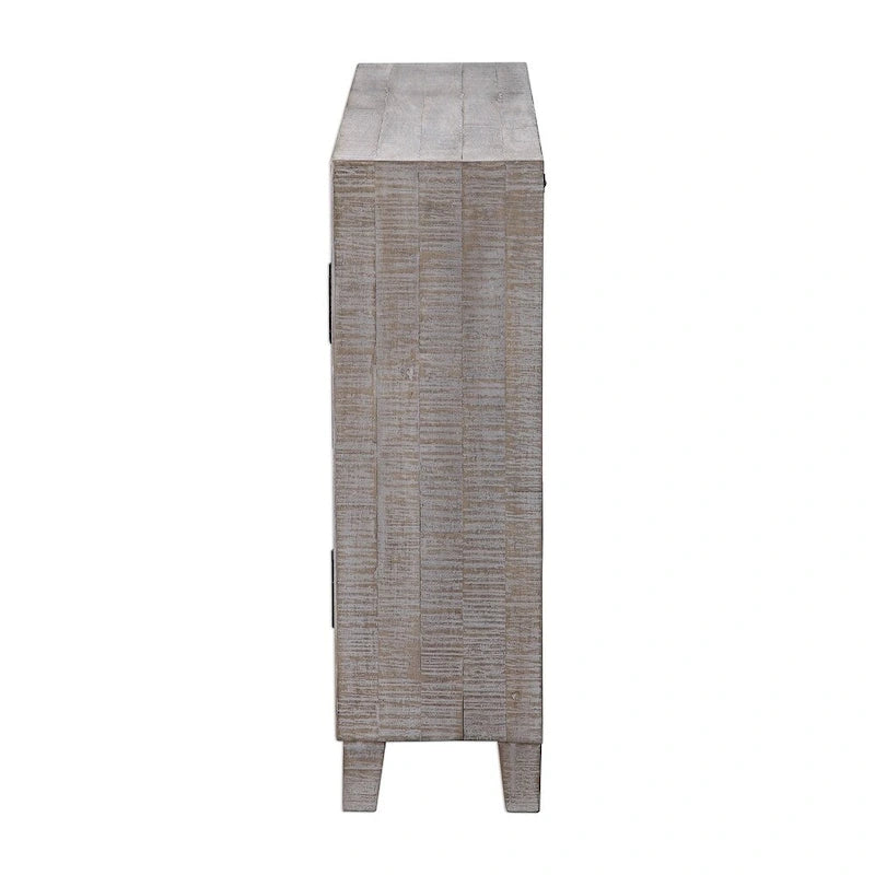 Farmhouse Accent Cabinet with White Washed Finish and Adjustable Shelf - 40W x 11D x 31.75H