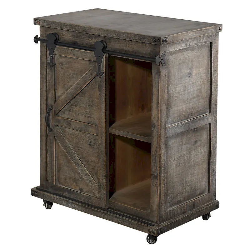 3-Laden Zijkast met Schuifdeur (type schuurdeur) - Driftwood Grijs, 27B x 15D x 33H