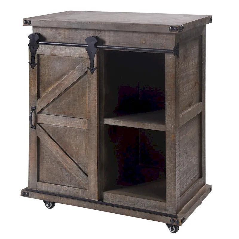 3-Laden Zijkast met Schuifdeur (type schuurdeur) - Driftwood Grijs, 27B x 15D x 33H