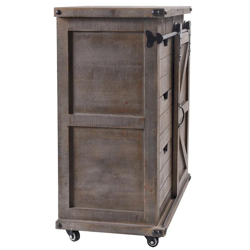 3-Laden Zijkast met Schuifdeur (type schuurdeur) - Driftwood Grijs, 27B x 15D x 33H