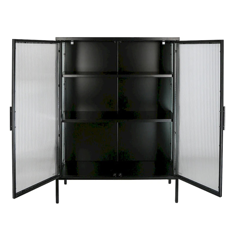 Dressoirkast van 48 inch met dubbele glazen deur en verstelbare planken