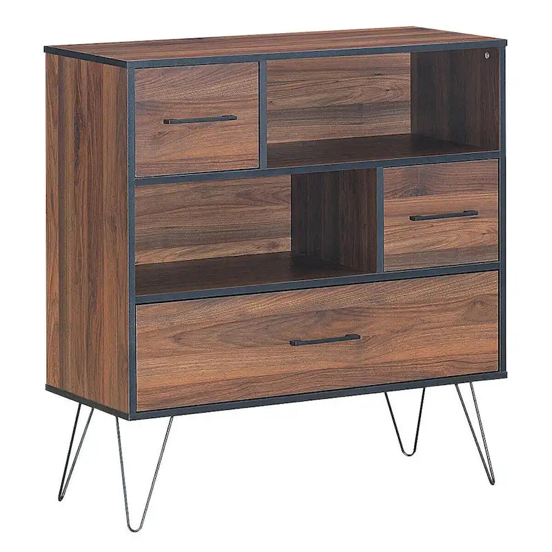 Multipurpose Sideboard Storage Cabinet with Metal Leg & Drawers - 35.5 x 15.5 x 40 (L x W x H)