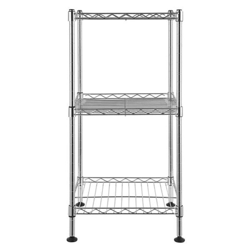 3-Tier Steel Wire Shelving Tower Kitchen Storage Shelf, Silver - 11.81 x 11.81 x 23.62