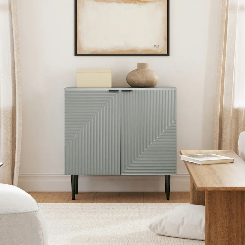 Moderne opbergkast met taps toelopende ijzeren poten en verstelbare planken - 35B x 15,7D x 35H