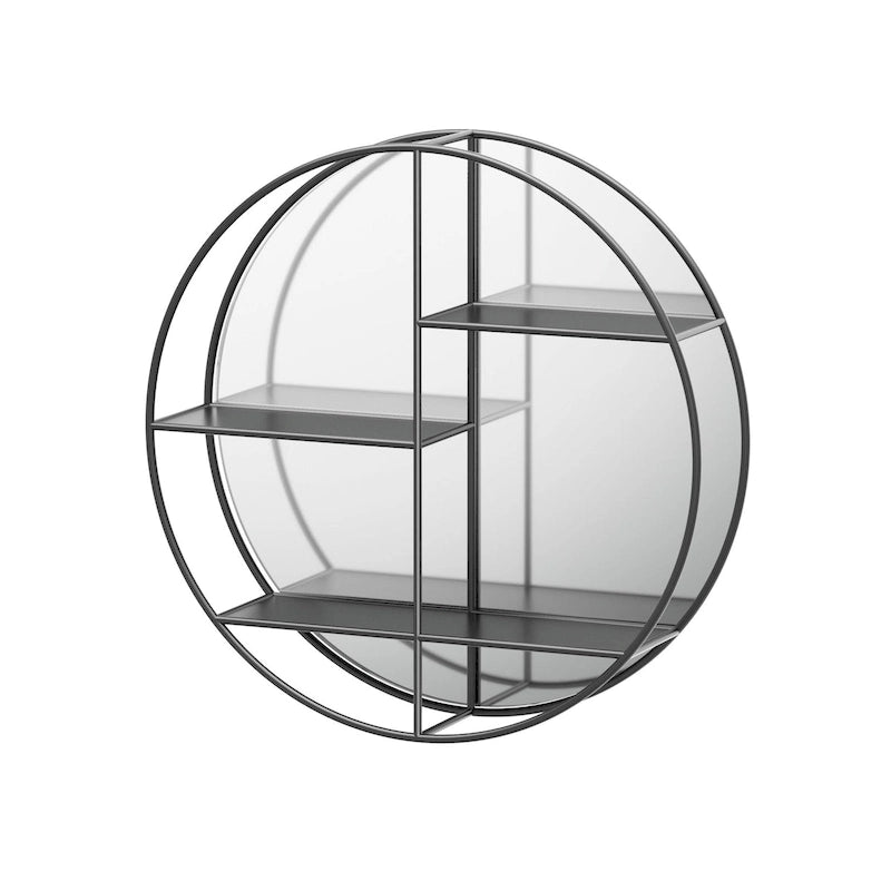 Metalen Frame Decoratieve Glazen Plank met Spiegel - 26B x 26H x 6.25D