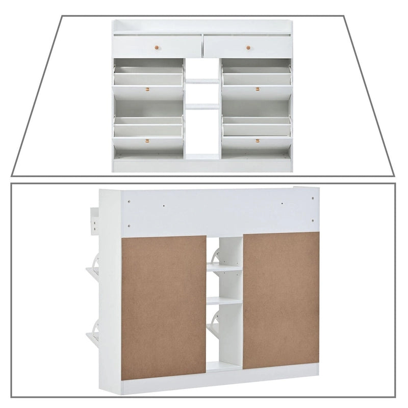 Minimalistische Houten Schoenenkast met Klapladen - 50.71B x 9.42D x 42.52H