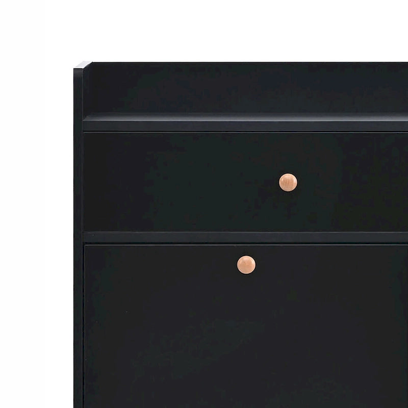 Minimalistische Houten Schoenenkast met Klapladen - 50.71B x 9.42D x 42.52H