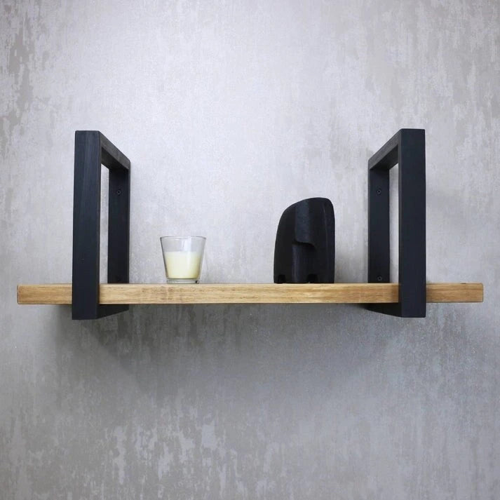 Solid Pine Wood Wall Shelf - 23.62W x 9.06D x 9.06H, Antique Brown