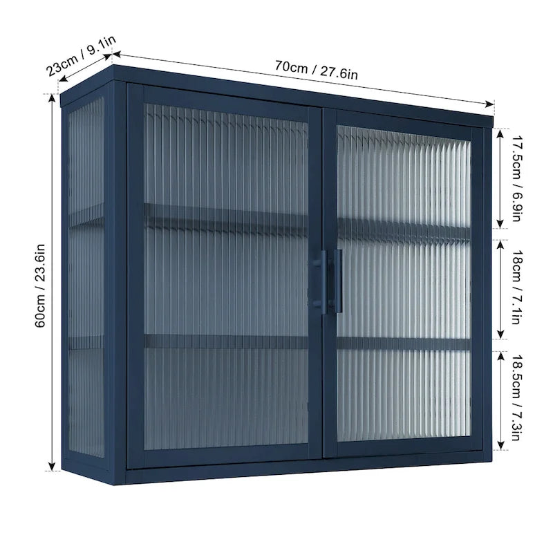 Moderne wandkast met glazen deur en uitneembare planken