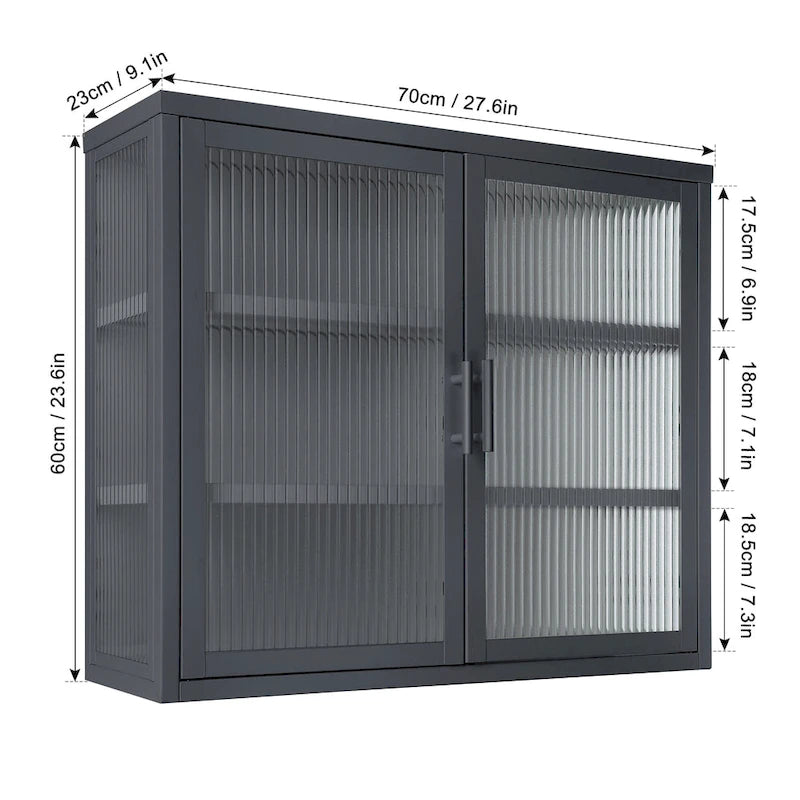 Moderne wandkast met glazen deur en uitneembare planken