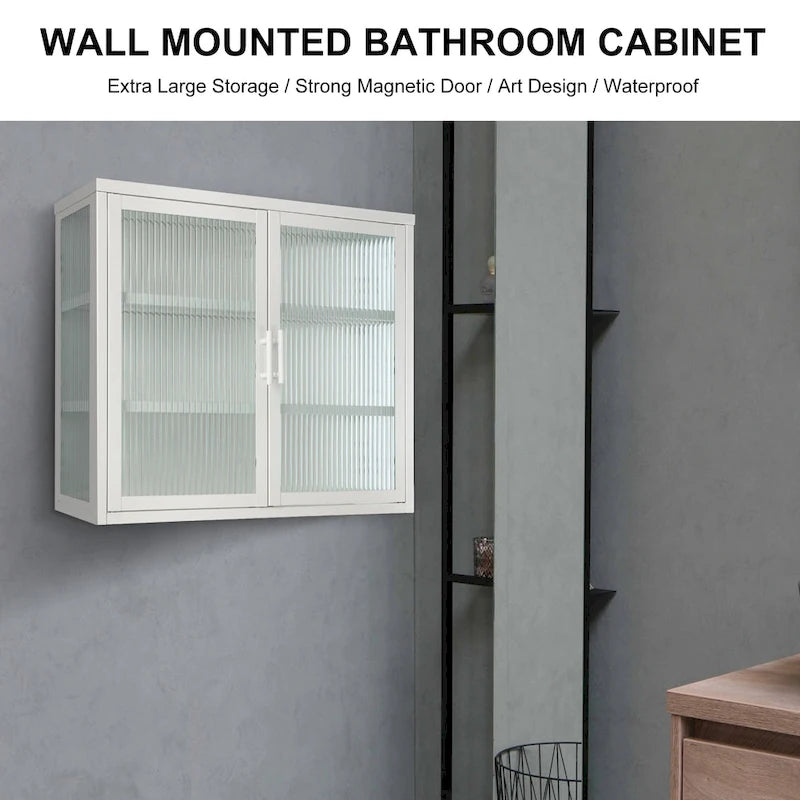 Moderne wandkast met glazen deur en uitneembare planken