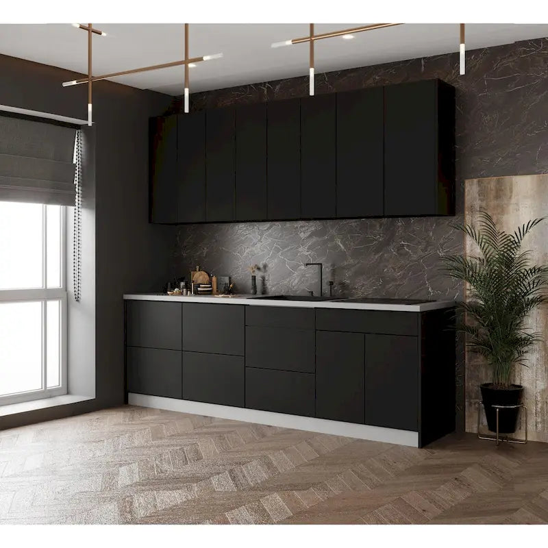 Kitchen Cabinet End Panel with ABS Edgeband - 12W x 24H, Black