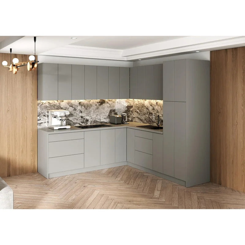Keukenkast Zijpaneel met ABS Stootrand - 12B x 24H, Zwart