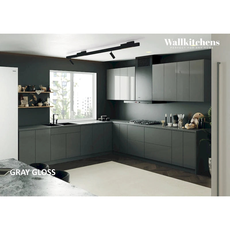 Keukenkast Zijpaneel met ABS Stootrand - 12B x 24H, Zwart