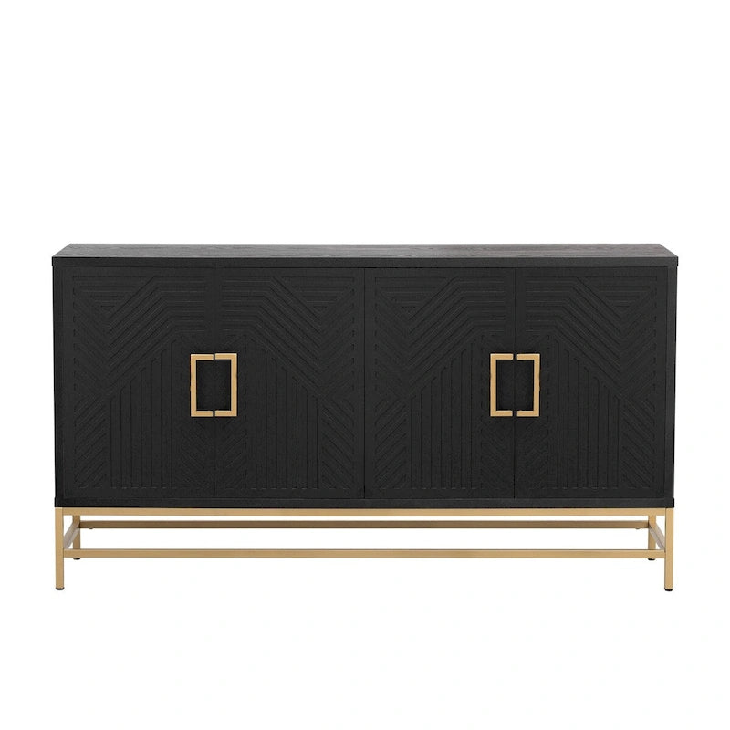 Dressoir in retrostijl met verstelbare planken en metalen poten - 100 kg draagvermogen