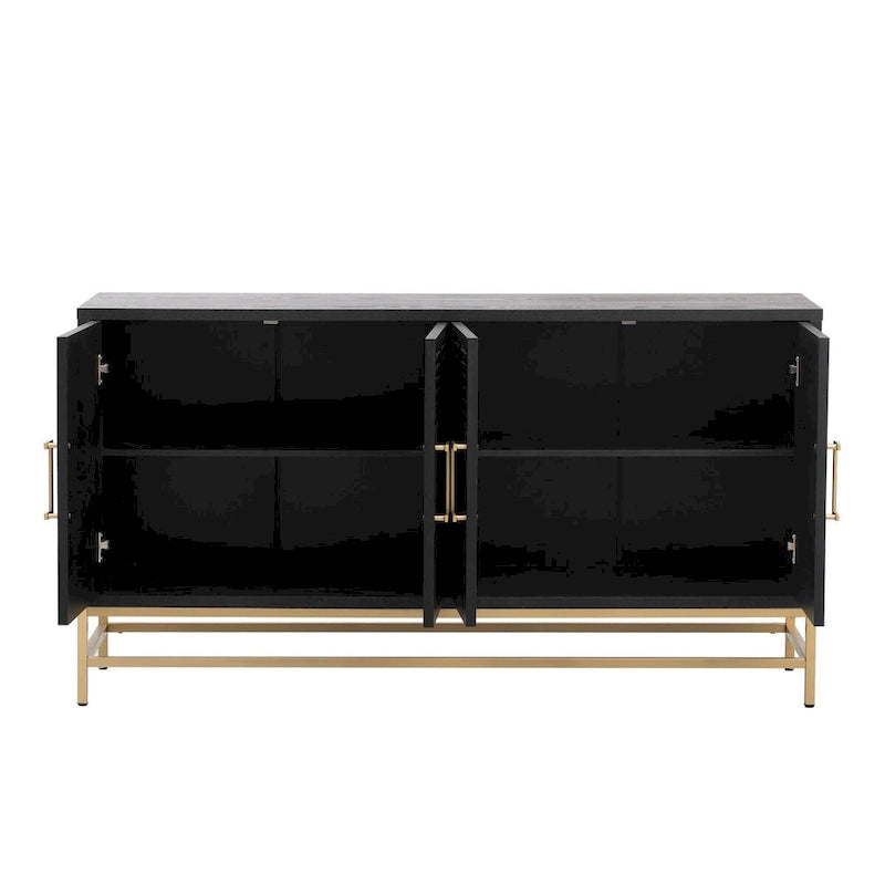 Dressoir in retrostijl met verstelbare planken en metalen poten - 100 kg draagvermogen