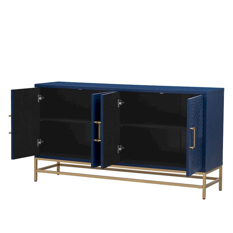 Dressoir in retrostijl met verstelbare planken en metalen poten - 100 kg draagvermogen