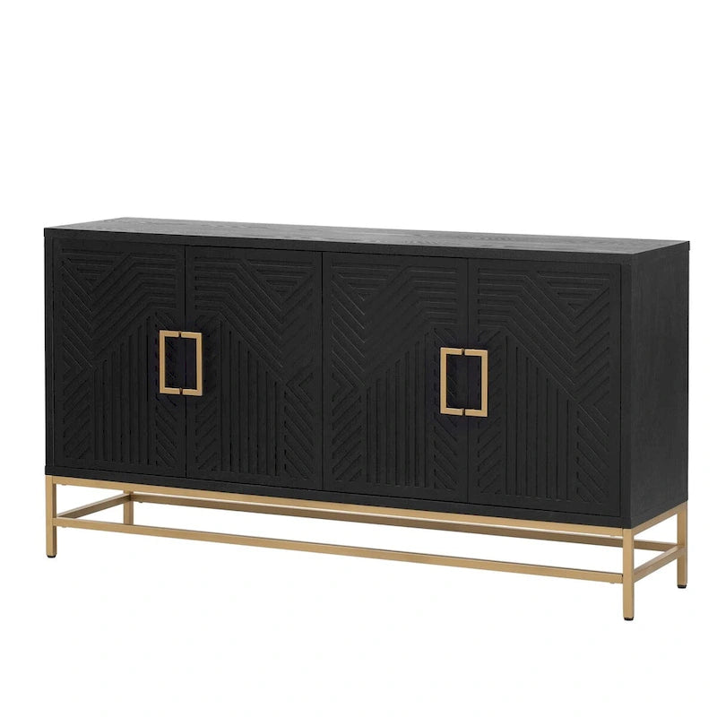 Dressoir in retrostijl met verstelbare planken en metalen poten - 100 kg draagvermogen