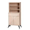 Mid-Century Tweekleurige Keukenkast met 3 Open Schappen en Lade - 60B x 36D x 132H