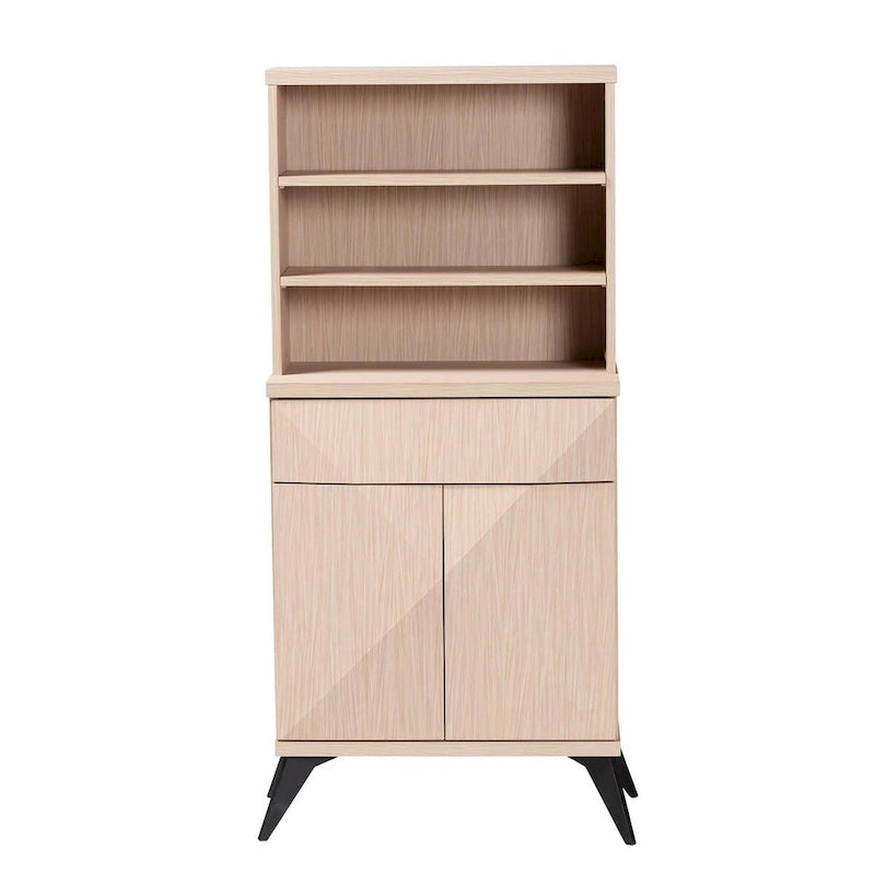 Mid-Century Two-Tone Kitchen Cabinet with 3 Open Shelves and Drawer - 23.6W x 14.2D x 52.2H
