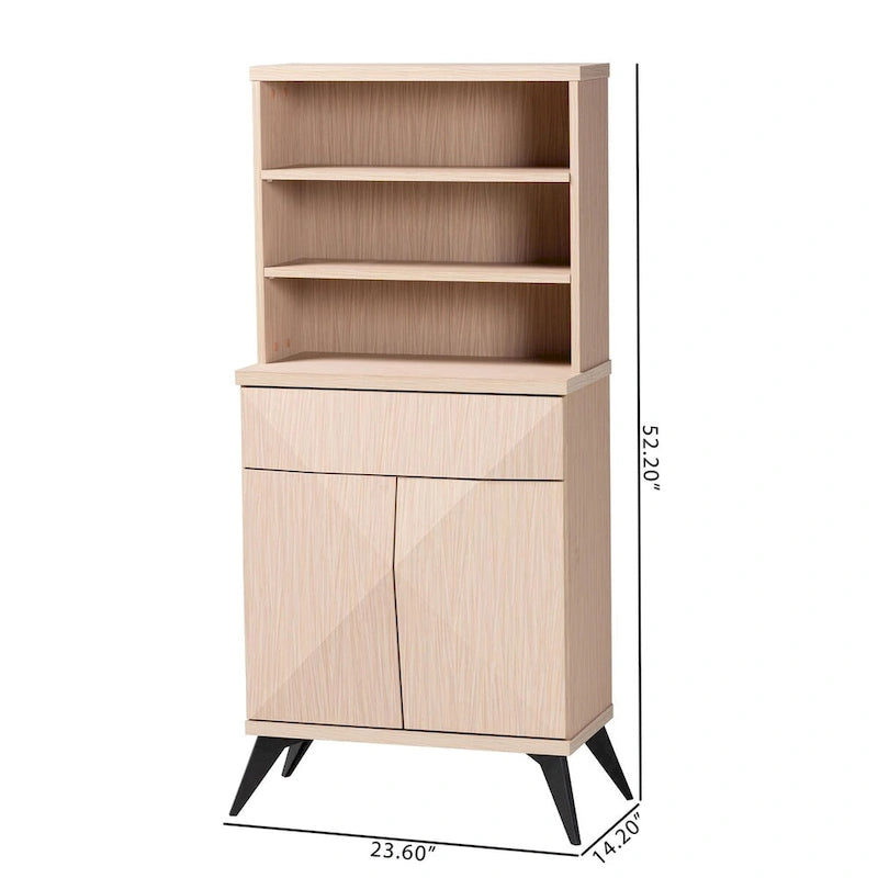 Mid-Century Tweekleurige Keukenkast met 3 Open Schappen en Lade - 60B x 36D x 132H