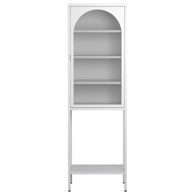 5-Tier Metal Cabinet with Tempered Glass Doors and Adjustable Shelves