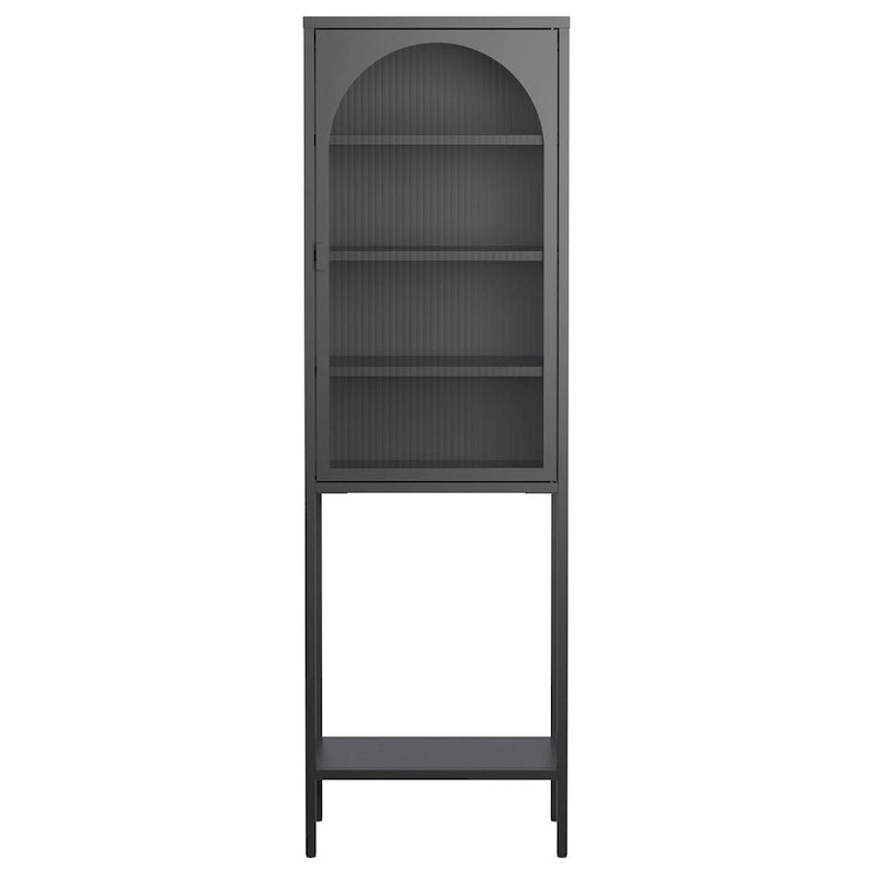 5-Tier Metal Cabinet with Tempered Glass Doors and Adjustable Shelves